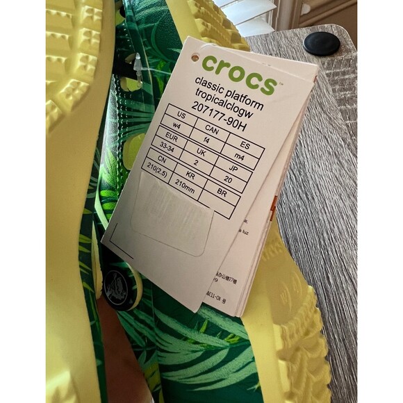 Crocs Tropical Platform Womens 4 Crocs Green Crocs Platform Crocs Rare Leaf S - Picture 3 of 12